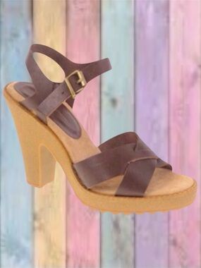 Chinese Laundry Brown Vegan Leather Strap Heeled Sandals New